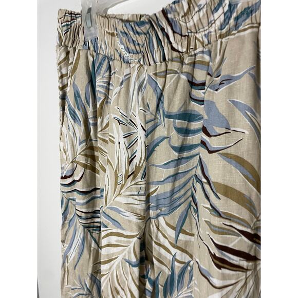 C&C California Tan Leaf Pattern Hawaiian Style Elastic Casual Pants Linen Small - Picture 5 of 6